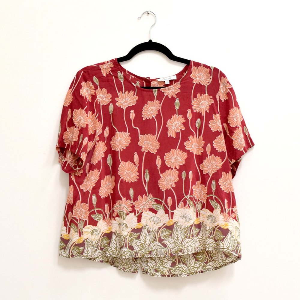 Madewell Floral Silk Blouse Size Large